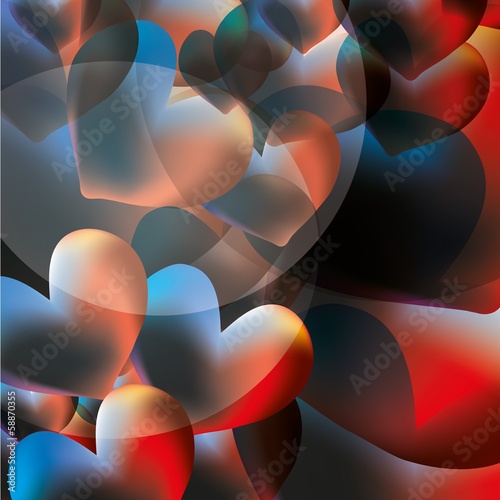 Vector: abstract vector background with colorful glowing hearts abstract vector background with colorful glowing hearts