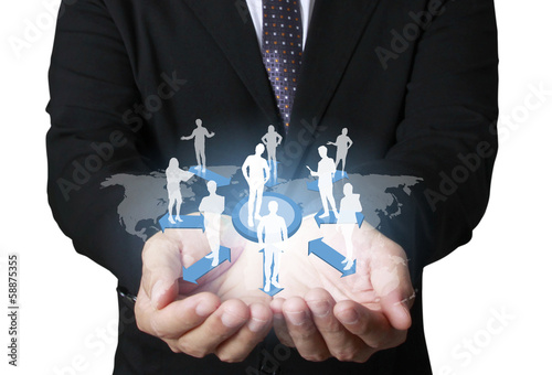 Photo: financial symbols coming from hand financial symbols coming from hand