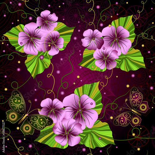 Vector: Seamless floral dark pattern Seamless floral dark pattern
