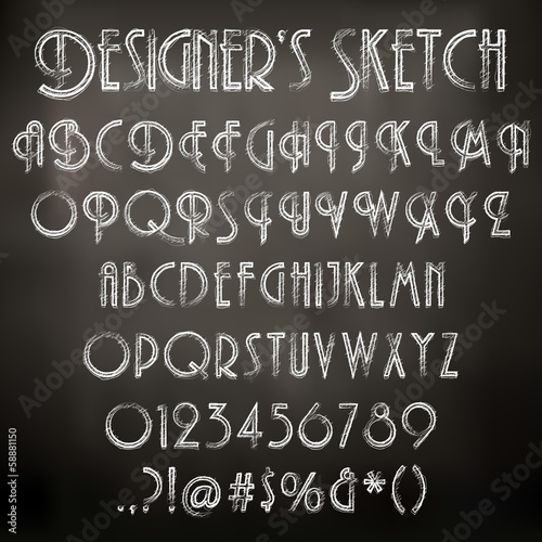 Vector: Vector illustration of chalk sketched characters Vector illustration of chalk sketched characters