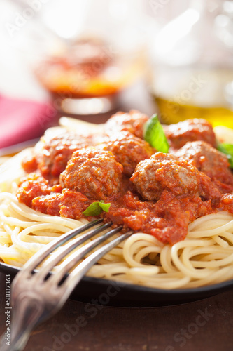 Photo: spaghetti with meatballs in tomato sauce spaghetti with meatballs in tomato sauce