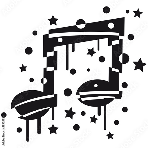 Illustration: Muisc Note Graffiti Design Muisc Note Graffiti Design