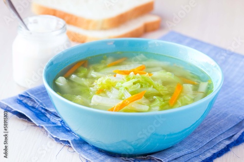 Photo: Vegetable soup with cabbage, kohlrabi, carrots, healthy vegan Vegetable soup with cabbage, kohlrabi, carrots, healthy vegan