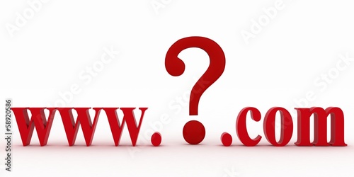 Illustration: Guestion mark between www and dot com. Guestion mark between www and dot com.