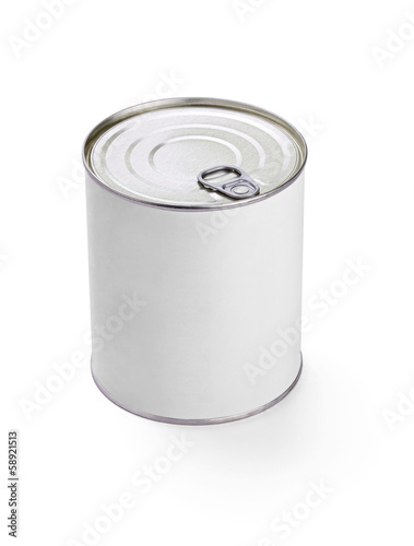 Photo: white tin can metal container template blank package white tin can metal container template blank package
