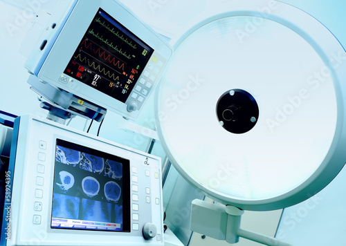Photo: Medical technology in surgery, intensive care. Monitoring Statio Medical technology in surgery, intensive care. Monitoring Statio
