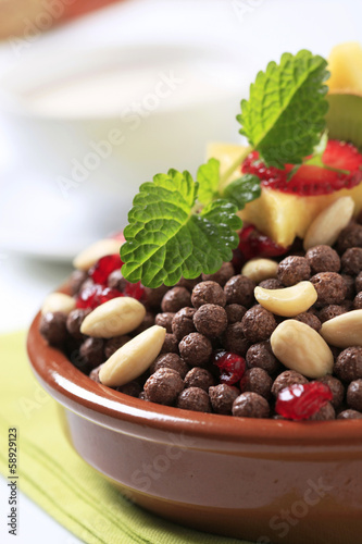 Photo: Chocolate puffs with almonds and dried cranberries Chocolate puffs with almonds and dried cranberries