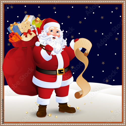 Vector: Vector Illustration of Santa Claus carrying sack full of gifts Vector Illustration of Santa Claus carrying sack full of gifts