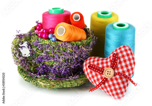 Photo: Handicraft supplies isolated on white Handicraft supplies isolated on white