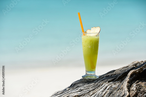 Photo: Fresh fruit cocktail juice on the beach Fresh fruit cocktail juice on the beach