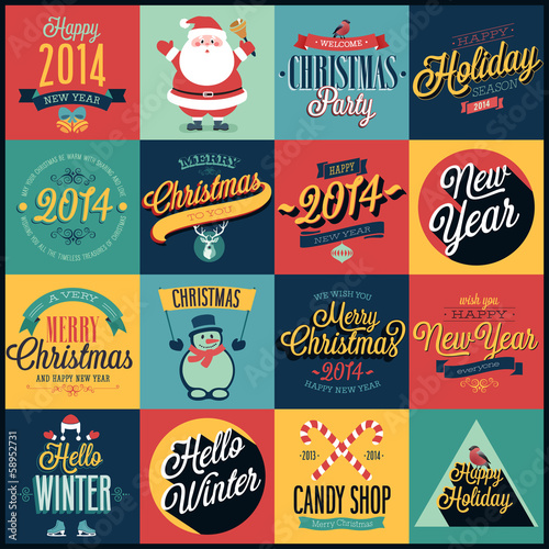 Vector: Christmas set - labels, emblems and other decorative elements. Christmas set - labels, emblems and other decorative elements.