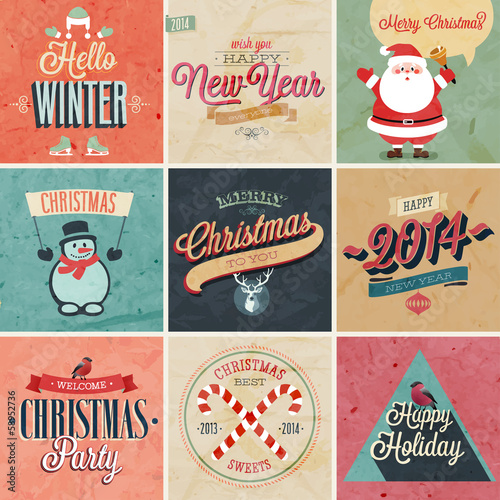 Vector: Christmas set - labels, emblems and other decorative elements. Christmas set - labels, emblems and other decorative elements.
