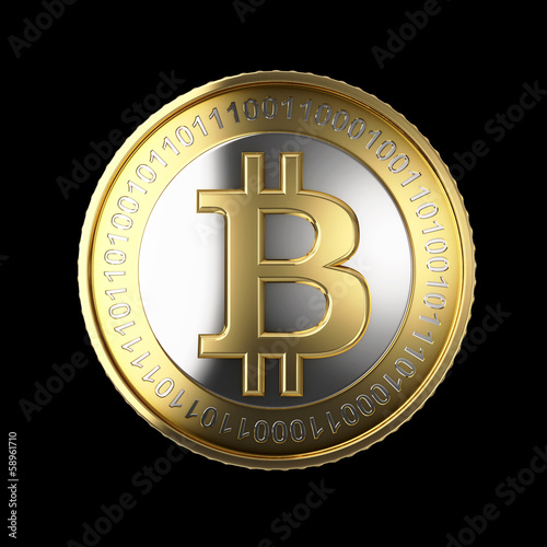 Illustration: Golden Bitcoin - isolated with clipping path Golden Bitcoin - isolated with clipping path