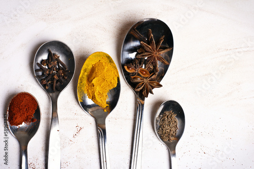Photo: Spoons with spices Spoons with spices
