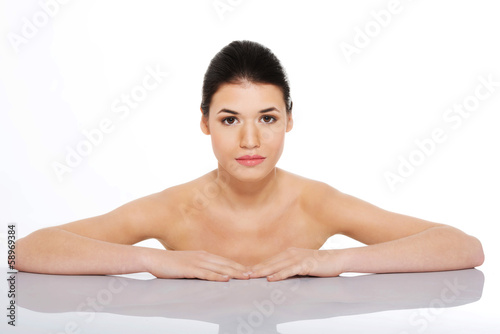 Photo: Portrait of a beautiful nude woman. Cut out. Portrait of a beautiful nude woman. Cut out.