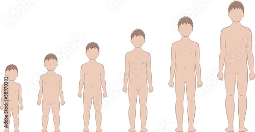 Vector: Vector illustration of man's figure from 1 to 10 years Vector illustration of man's figure from 1 to 10 years