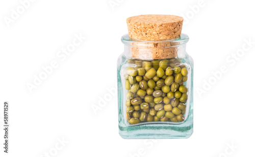 Photo: Mung beans in a corked bottle Mung beans in a corked bottle