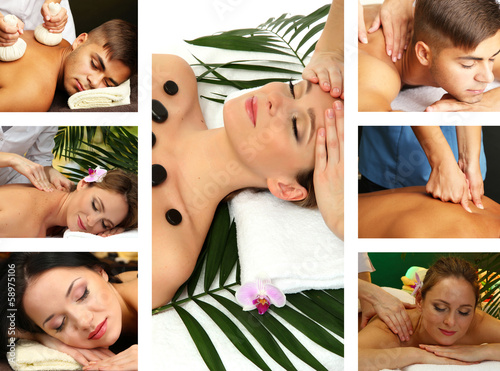 Photo: Collage of healthy massage and spa Collage of healthy massage and spa