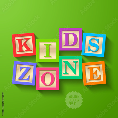 Vector: Kids Zone - wooden blocks Kids Zone - wooden blocks