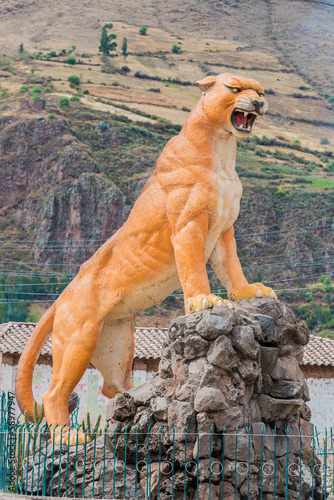 Photo: Puma statue in Calca the peruvian Andes on Cuzco Peru Puma statue in Calca the peruvian Andes on Cuzco Peru