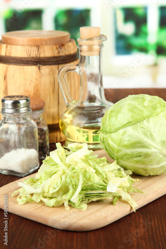 Photo: Green cabbage, oil, spices Green cabbage, oil, spices