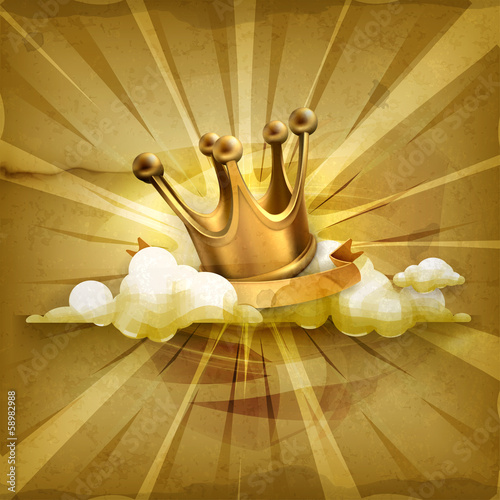 Vector: Gold crown, old style vector background Gold crown, old style vector background