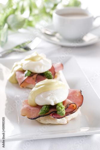 Photo: two eggs Benedict with ham two eggs Benedict with ham