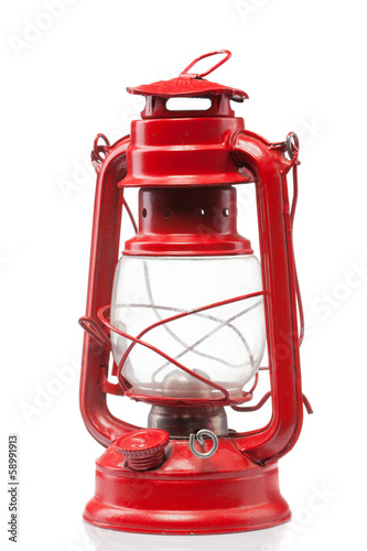 Photo: Red vintage gas lamp isolated on white Red vintage gas lamp isolated on white