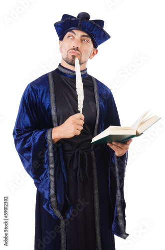 Photo: Wizard isolated on the wise background Wizard isolated on the wise background