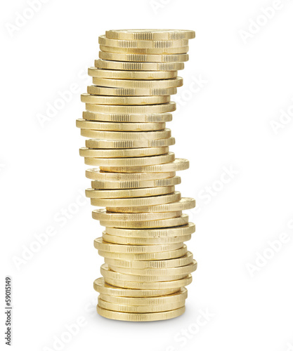 Photo: coins isolated on white background coins isolated on white background