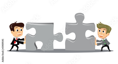 Vector: people move puzzle pieces people move puzzle pieces
