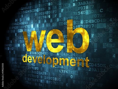 Illustration: SEO web design concept: Web Development on digital background SEO web design concept: Web Development on digital background