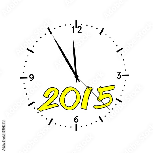 Illustration: hours new year 2015 yellow hours new year 2015 yellow