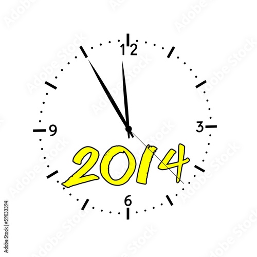 Illustration: hours new year 2014 yellow hours new year 2014 yellow