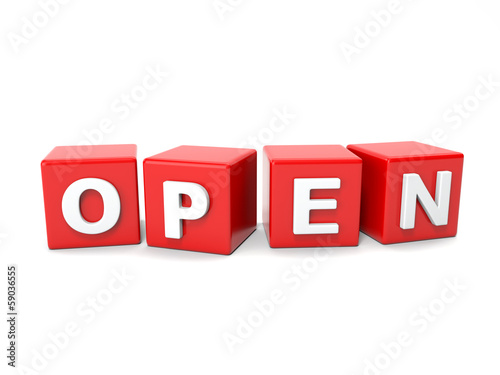 Illustration: Inscription on the cubes of red:OPEN Inscription on the cubes of red:OPEN