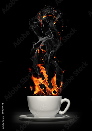 Illustration: Hot drink. Coffee cup with steam Hot drink. Coffee cup with steam