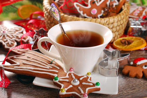 Photo: christmas coffee and gingerbread cookies christmas coffee and gingerbread cookies