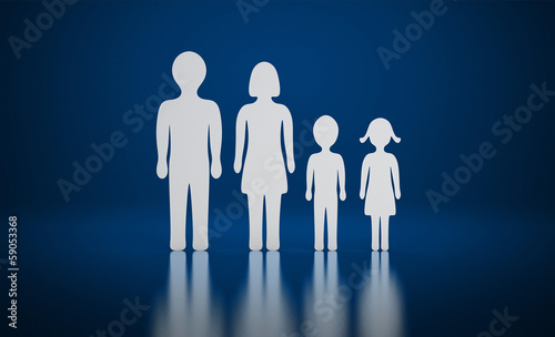 Illustration: Die kleine Familie blau Die kleine Familie blau