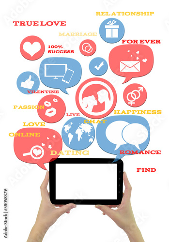 Photo: Online dating site template on smartphone with icons Online dating site template on smartphone with icons