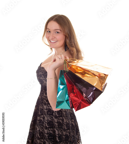Photo: Junges Mädchen mit Einkaufstüten Junges Mädchen mit Einkaufstüten