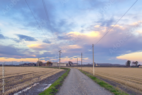 Photo: Countryside winter panorama at sunset color image Countryside winter panorama at sunset color image