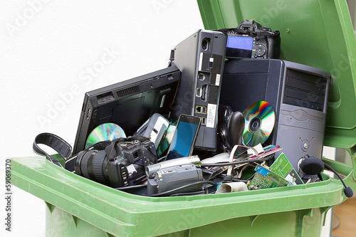 Photo: Discarded, used and old computer hardware. Discarded, used and old computer hardware.