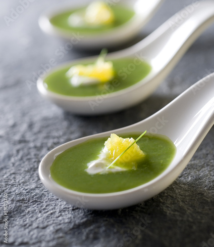Photo: asparagus soup, creme fraiche and orange. asparagus soup, creme fraiche and orange.