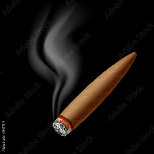 Vector: Cigar with smoke Cigar with smoke
