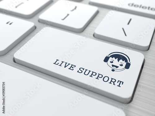 Illustration: Live Support on White Keyboard Button. Live Support on White Keyboard Button.