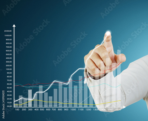 Photo: financial symbols coming from hand financial symbols coming from hand