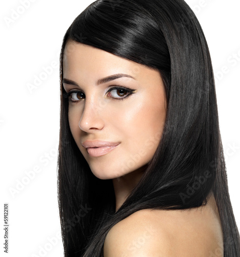 Photo: Beautiful woman with long straight hair Beautiful woman with long straight hair