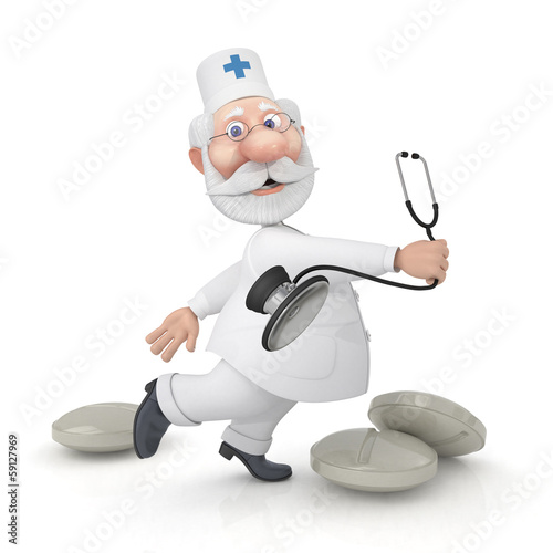 Illustration: The 3D doctor with a stethoscope. The 3D doctor with a stethoscope.