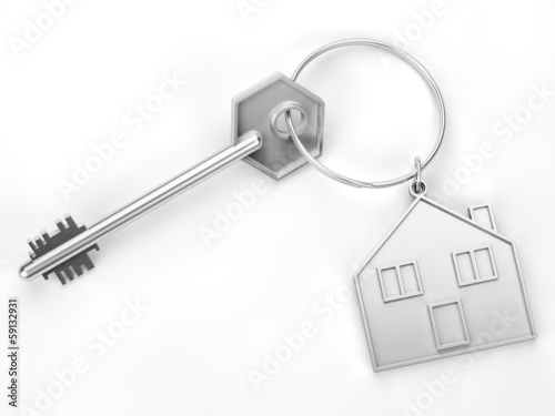 Illustration: House key isolated on white House key isolated on white