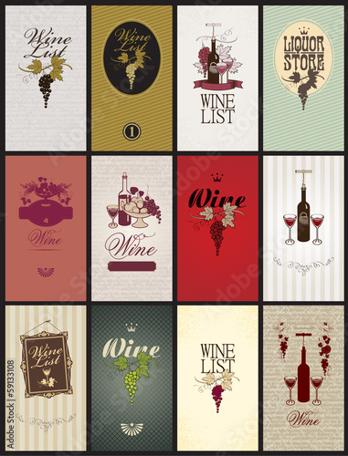 Vector: set of business cards on Wine set of business cards on Wine